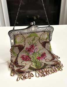 Sac à main de luxe en coton doux pour femme, fait main, élégant, multicolore, avec perles de verre et plumes, cadeau tendance - Product Image 2