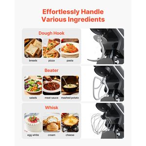 Batidora de Pedestal de 660W con 6 Velocidades y 8.3QT de Capacidad, Tazón de Acero Inoxidable, Gancho para Masa y Batidor de Varillas para Hornear, Certificación GS - Product Image 2