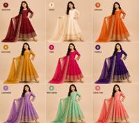 Ensemble de robes de luxe pour filles en trois pièces, en soie Fendy lourde, avec travail de sequins, décorations Latkan Dori, style traditionnel, infroissable et extensible