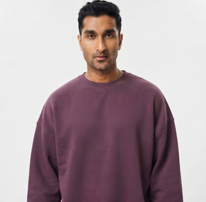 Sweat-shirt en molleton personnalisé pour homme, 100 % coton épais, coupe ample, épaules tombantes, col rond, style décontracté streetwear, OEM ODM - Product Image 4