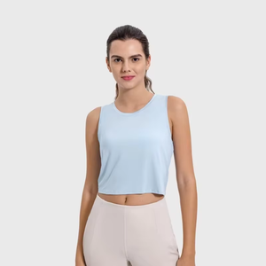 Fitness Activewear Custom Logo OEM Manufacturer <b>Top</b> Quality Women's Lightweight Yoga <b>Crop</b> <b>Top</b> High Sports Gym Ribbed Tank <b>Top</b> - Product Image 1