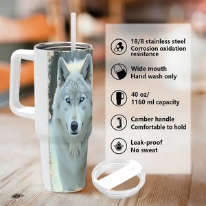 Stainless Steel Tumbler 40oz Insulated Travel Mug With Handle For Cold <b>Hot</b> Drinks - Product Image 5