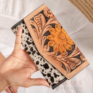 High Quality Women's Genuine Leather Clutch <b>Bag</b> Wallet Fashionable <b>Long</b> Design with Landscape Pattern Ele Purse - Product Image 1