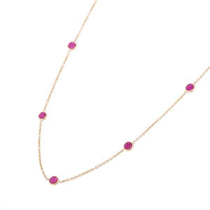 18K Yellow Gold Ruby <b>Rope</b> <b>Chain</b> Necklace-Geometric Gift Jewelry - Product Image 2