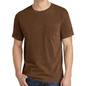 เสื้อยืดลำลองขายดีที่สุด ราคาขายส่ง เสื้อยืดผู้ชายทรงปกติ สีแดง ผ้าฝ้าย 100% คอกลม แขนสั้น เนื้อผ้านุ่ม ระบายอากาศได้ดี สีพื้น - Product Image 1