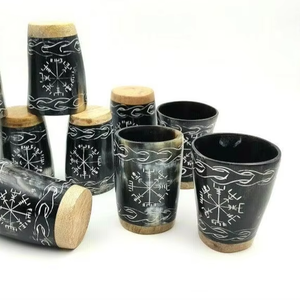 Vaso ecológico de cuerno de buey vikingo hecho a mano, artículos de barra naturales de Blossom Craft India - Product Image 6