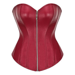 Women's Goth <b>Punk</b> Plus-Size Zipper Leather Lace Corset Shapewear Hip Enhancer Satin Fabric Quick Dry Firm Control Seamless Push - Product Image 2