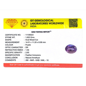 Loose 8.1 Carat Oval Cut Amethyst Gemstone for Fine Jewelry - Product Image 4