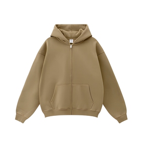 Sudadera con capucha de forro polar personalizada, extragrande, con cremallera, efecto lavado, bordada, para hombre, estilo streetwear. - Product Image 3