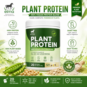 Halal Plant Based <b>Protein</b> Powder Private Label High <b>Protein</b> Vegan Nutrition OEM ODM Supplier Vegan High <b>Protein</b> Blend Pea Soy - Product Image 1