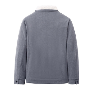 Chaqueta de pana para hombre con forro de sherpa, cremallera frontal, bolsillos, abrigo grueso y cálido para invierno - Product Image 4
