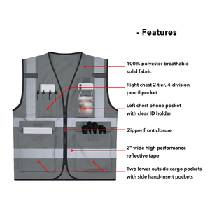 Wholesale Supply Heavy Duty Safety Vest Multi Pocket Reflective Gear <b>Construction</b> Professionals High Visibility Safety Apparel - Product Image 3