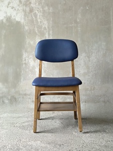 Midcentury Modern Dining <b>Chair</b> with Navy Cardinal Blue <b>Leather</b> for Upholstered Seat and Backrest use for Dinning Room - Product Image 6