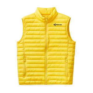 Best Choice High Quality Yellow Stand Collar Puffer Vest Zipper Closure Solid Color Windproof Casual Outerwear 100% Polyester - Product Image 1