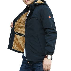 Custom Logo OEM Wholesale Men's Navy Blue Hooded Sherpa Lined 20k Waterproof Windproof Winter Snowboard <b>Ski</b> Jacket - Product Image 2