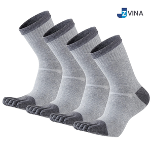 Custom <b>Men's</b> 5 Toe Athletic <b>Socks</b> Cotton Spandex Breathable Knitted Sports <b>Socks</b> Solid Color Spring Wear - Product Image 4