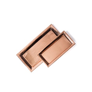 Rectangular Pure Copper Hammered Food Serving <b>Tray</b> For Home Hotel And Restaurant Use Tabletop Snacks & Drinks Serving <b>Trays</b> - Product Image 2