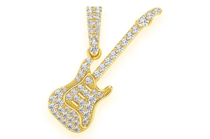 Pendentif Guitare Iced Out Plaqué Or VVS Moissanite, Collier de Luxe Hip Hop Musical pour Homme - Product Image 3