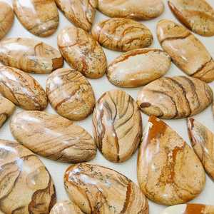Natural Picture Jasper Cabochons Oval Cut 10-20mm Polished Loose Gemstones DIY Jewelry Making Wholesale Bulk Lot - Product Image 1