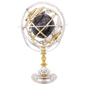 ขาตั้งลูกโลกทรงเรขาคณิตแบบโบราณ สีเงินและสีทอง สำหรับการเรียนรู้และการอ่าน ลูกโลกหรูหรา ของตกแต่งโต๊ะทำงาน - Product Image 1