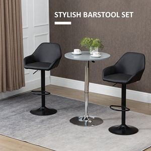 Swivel Bar <b>Stools</b> <b>with</b> <b>Backs</b> and Foot Rest Round Base Soft PU Leather Black Bar Chair for Kitchen Gym-Multifunctional - Product Image 4
