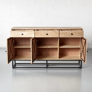 Luxury Beautiful Solid Wood Sideboard <b>Cabinet</b> with Ample <b>Storage</b> Wooden Buffet Unit for <b>Dining</b> <b>Room</b> Living <b>Room</b> Furniture - Product Image 3