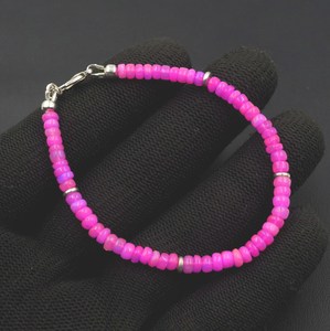 Natural Pink Ethiopian Opal Beads Bracelet, Roundel Multi <b>Fire</b> Gemstone Gift - Product Image 4