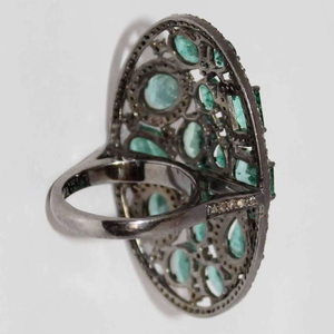 Unique Natural <b>Emerald</b> Gemstone Diamond <b>Ring</b> Prong IGI Certified 925 Solid Sterling <b>Silver</b> Handmade Classic Wedding Party Women - Product Image 6
