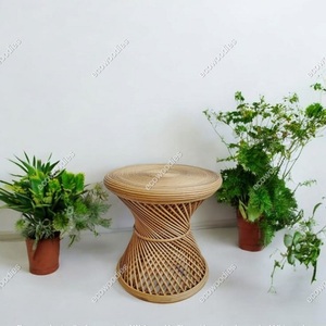 Tabouret moderne fait à la main en bambou avec incrustation d'os pouf intérieur/extérieur pour décoration de chambre à coucher relaxante meubles d'hôtel pour appartements - Product Image 2