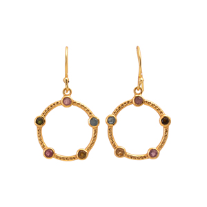 Pendientes de Aro de Plata de Ley 925 Chapados en Oro con Turmalina Multicolor, Joyería de Diseño Hecha a Mano con Piedras Preciosas para Mujer - Product Image 4