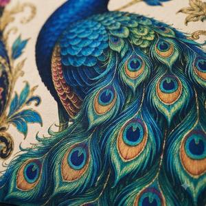 Peacock Royal Floral Printed Cotton Canvas <b>Tote</b> <b>Bag</b> <b>Vintage</b> Large Capacity Women Shoulder Handbag Eco Friendly Reusable Shopping - Product Image 5