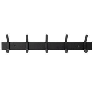 Minimalist Black Metal Wall Hook Rack 5 Hooks Heavy Duty For <b>Clothing</b> Storage Drill Installation - Product Image 5