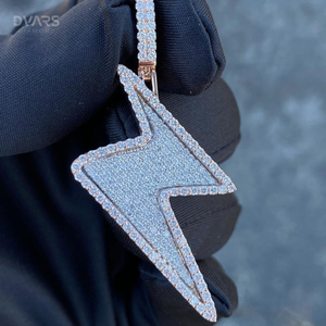 Colgante de Plata 925 con Símbolo Flash Personalizado y Moissanita, Chapado en Oro de Lujo, Joyería Fina Europea Americana para Fiesta HipHop - Product Image 1