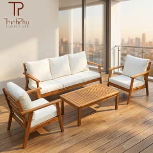 THINH PHU FURNITURE TP6136 Modern Sectional Sofa Set 3 Seater <b>Bench</b> (4Pcs) Solid Wood 10cm Seat Cushion 12cm Back Pillows - Product Image 5