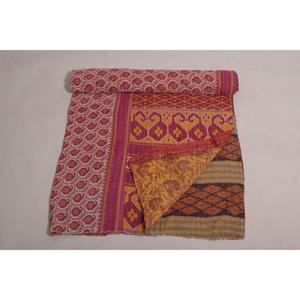 Vintage Kantha <b>Quilt</b> Indian Floral Print Handmade Cotton <b>Throw</b> Eco Friendly Boho Reversible Bedspread - Product Image 4