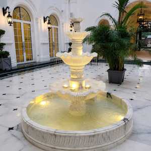 Fuente de Agua Moderna para Exteriores, Tallada a Mano en Mármol Blanco, con Luces LED, Fácil de Instalar, de Primera Calidad, para Jardín o Patio - Product Image 1