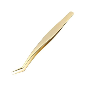 Meilleures pinces à épiler professionnelles en acier inoxydable pour extensions de cils, pointes en fibre, couleur or - Product Image 1