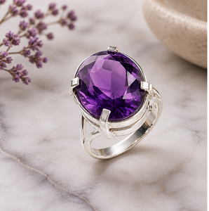 Natural Amethyst Oval <b>Ring</b> 925 Sterling <b>Silver</b> Handmade Purple Gemstone <b>Statement</b> <b>Ring</b> Wholesale Jewelry - Product Image 3