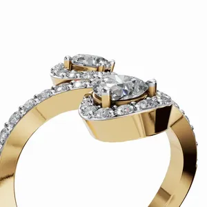 Bague en diamant de laboratoire Infinity Swirl en or jaune 18 carats, coupes rondes et en forme de poire, certifiée IGI, bague de fiançailles de luxe pour femmes - Product Image 3