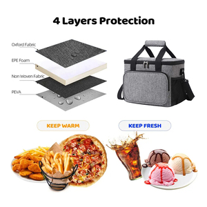 Sac isotherme souple et portable Wilson 12/18 en aluminium noir, grande capacité, pour le déjeuner, isolation thermique chaude et froide - Product Image 3