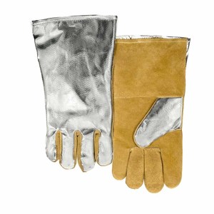 Gants de soudage en cuir de vachette et aluminium, protection industrielle, résistance à la chaleur et aux étincelles, pour four et boulangerie - Product Image 1