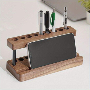 Custom Art Deco Eco-Friendly Wooden Office Desk Organizer with Pen <b>Stand</b> and Pencil Holder - Product Image 3