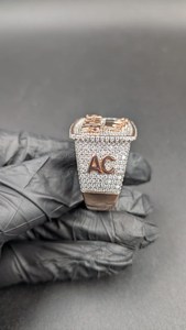 Iced Out custom <b>Initial</b> Letter Crown Style VVS Moissanite Diamond Rhodium Plated 925 Sterling Silver <b>Ring</b> For Unisex Wear - Product Image 2