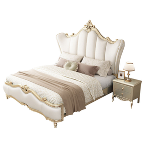 Luxury French Style King Size Bedroom Set Solid Mahogany Wood Upholstered Headboard for Hotel Villa Apartment Use - Product Image 6