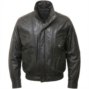 Veste de moto en cuir classique rétro noire sur mesure avec logo OEM, veste en cuir de course pour hommes - Product Image 1