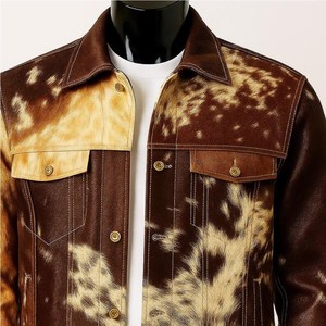 Premium Men's High Quality Genuine Leather Handmade Cowhide Leather <b>Jacket</b> <b>Western</b> Style for Men - Product Image 5