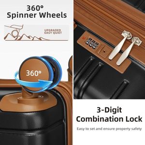 Set di Valigie Rigide Espandibili da 5 Pezzi con Ruote Girevoli e Borse da Viaggio - Set da Viaggio Alla Moda in ABS PC - Product Image 1