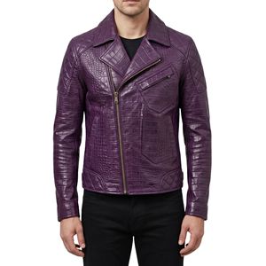 Oxblood Maroon Horizontal Buttoned <b>Men</b> <b>Leather</b> <b>Jacket</b> Flap Pockets Band Collar Streetwear Breathable <b>Leather</b> <b>Jackets</b> - Product Image 5