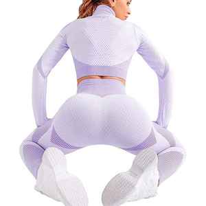 New Seamless Reversible Solid Women's Sports Fitness Mid Waist Plus Size <b>Waterproof</b> 2-Piece 100% Cotton Eco-Friendly Yoga - Product Image 2