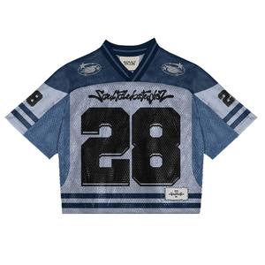 Maillot de football américain personnalisé en usine, haute qualité, avec graphique par sublimation, coupe ample et courte en maille, pour supporter - Product Image 6